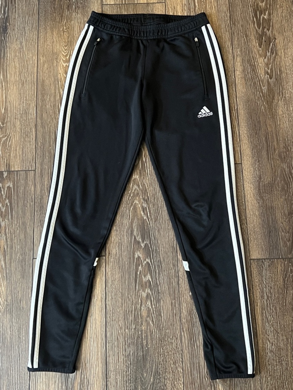 adidas Black Soccer Track Joggers with White Three Stripes Womens Size Small